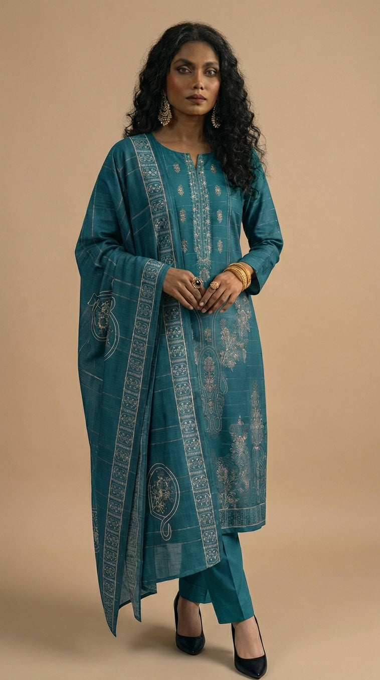 NMKS-03 Embroidered Lawn Unstitched 3 Pcs