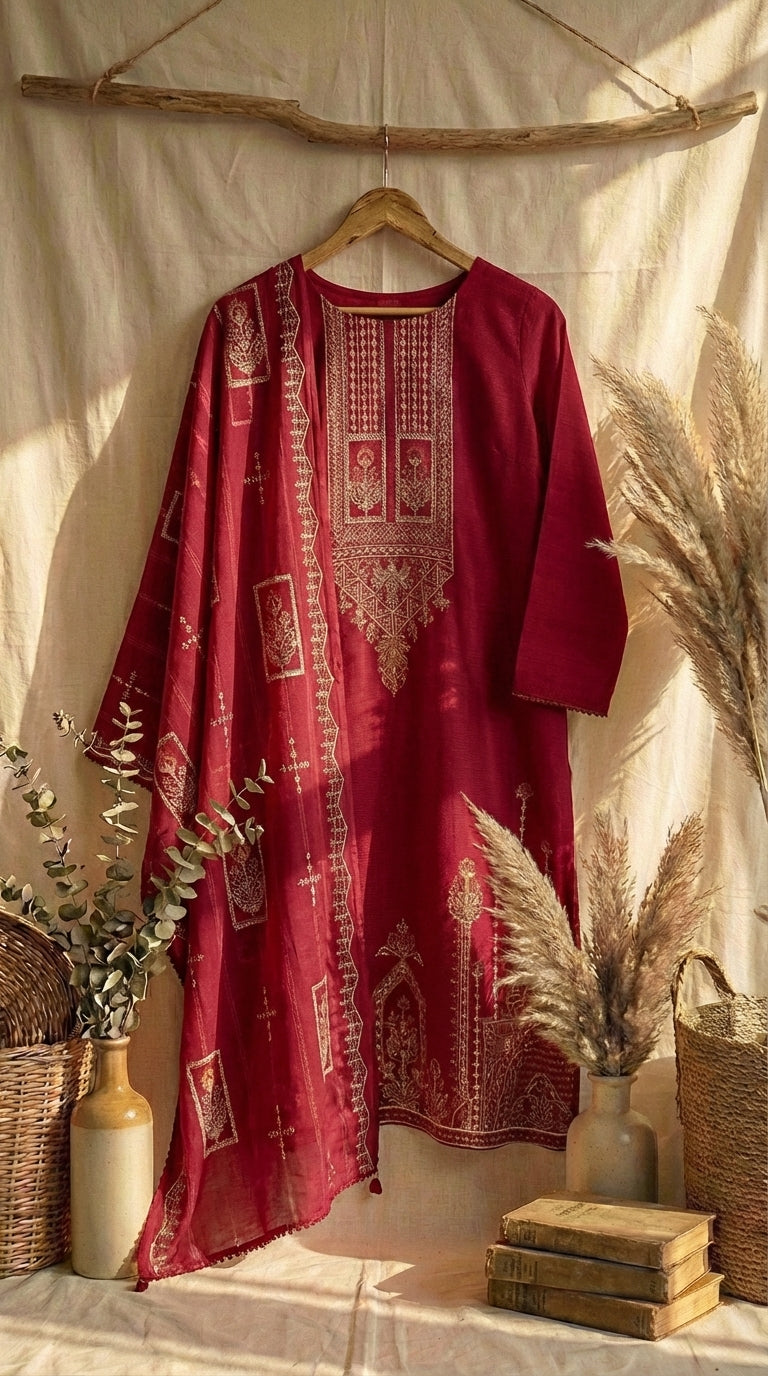 NMLU-01 Embroidered Lawn Unstitched 3 Pcs